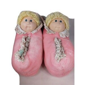 Cabbage Patch Kids Pink Dolls  Slippers Blonde Hair Original Vintage Size 5-6